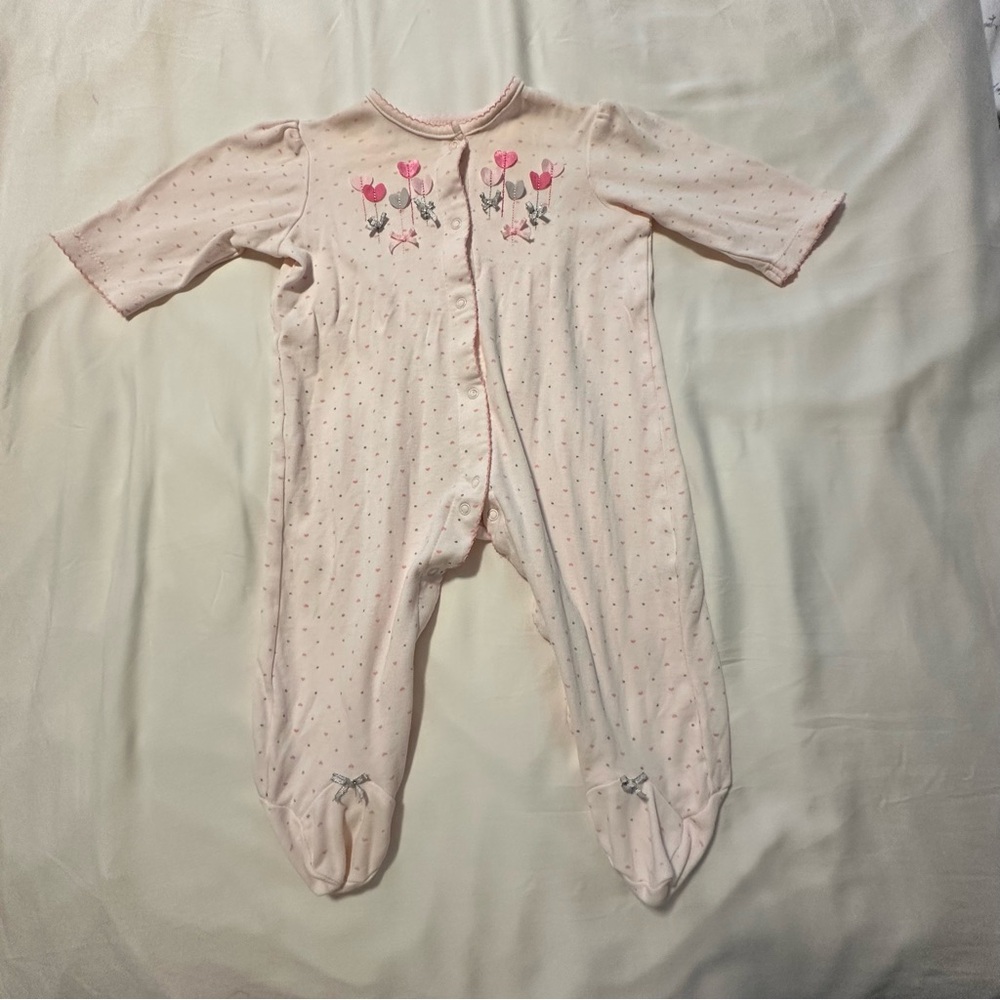 Little Me Pink Floral Footies 9M